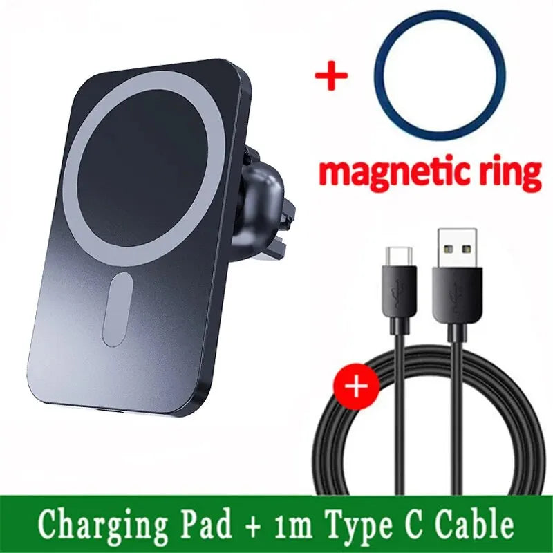 30W MagSafe Magnetic Car Charger Mount - Fast Wireless Charging for iPhone 12-15 Series