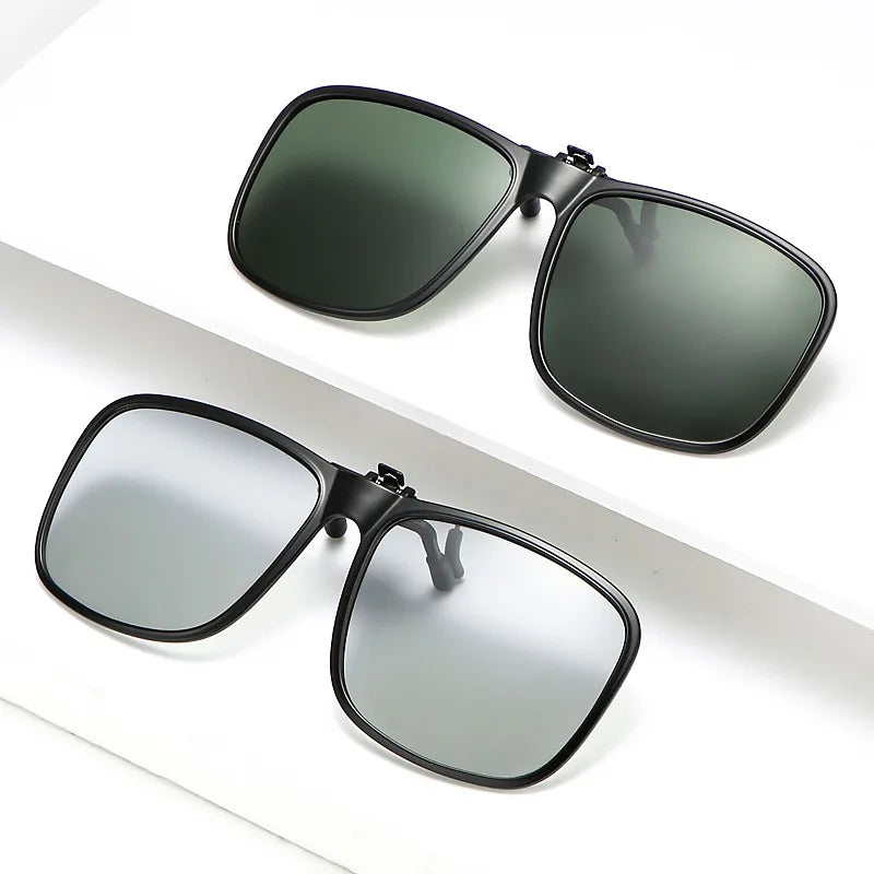 ⬛ 45% OFF! Square Polarized Clip-On Sunglasses - Flip-Up UV400 for Night Driving