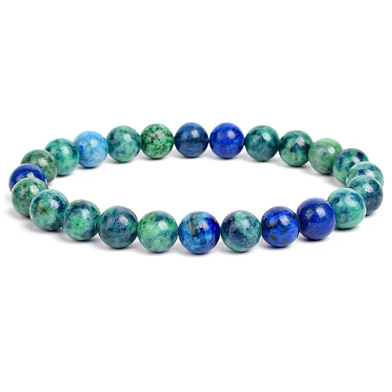 Natural Stone Beads Bracelet – Amethyst, Quartz, Jade & Agate Healing Bangle