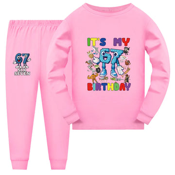Kids Clothes Funny Six Seven Brainrot 67 Meme Girls Pajama Set Fashion Boys Long Sleeve Pyjamas Children Sleepwear Suit