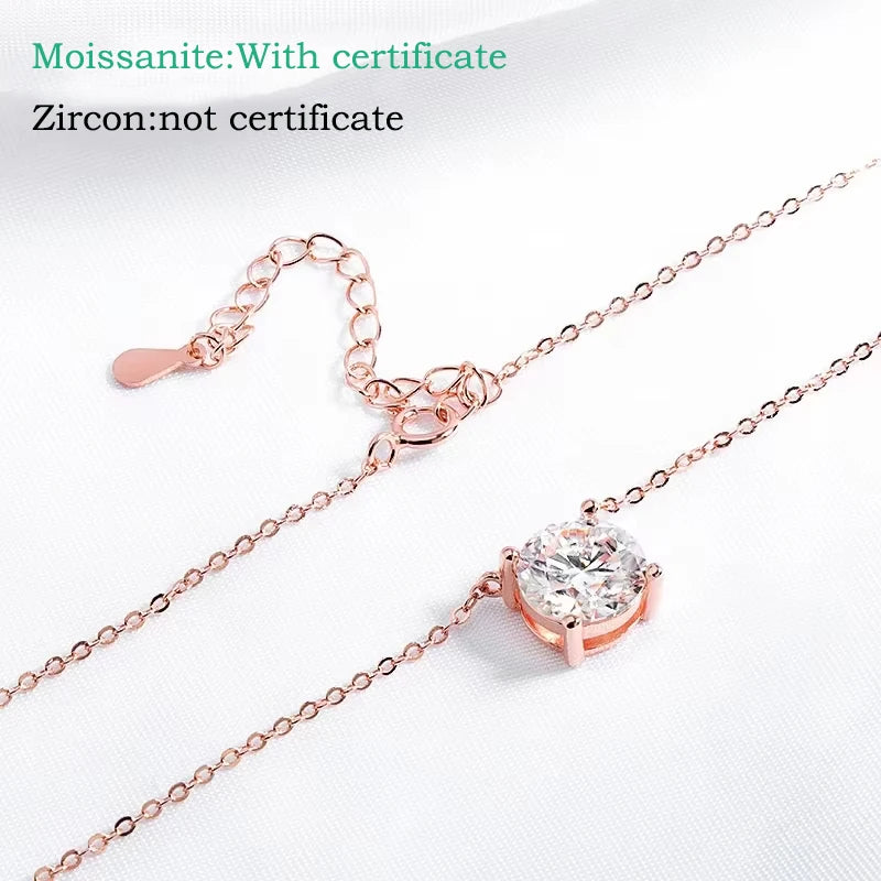 Rose Gold Moissanite Necklace – Sparkling Pendant for Women