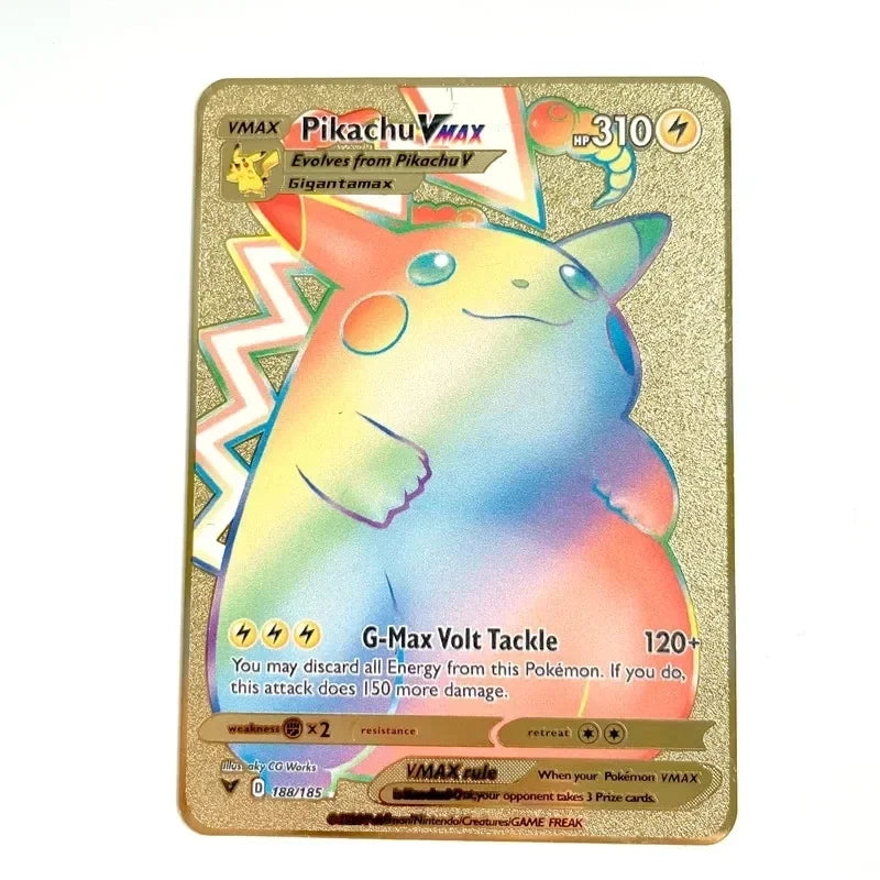 Spanish Pokemon Gold Metal Cards – Mewtwo, Pikachu GX & Charizard VMAX Set