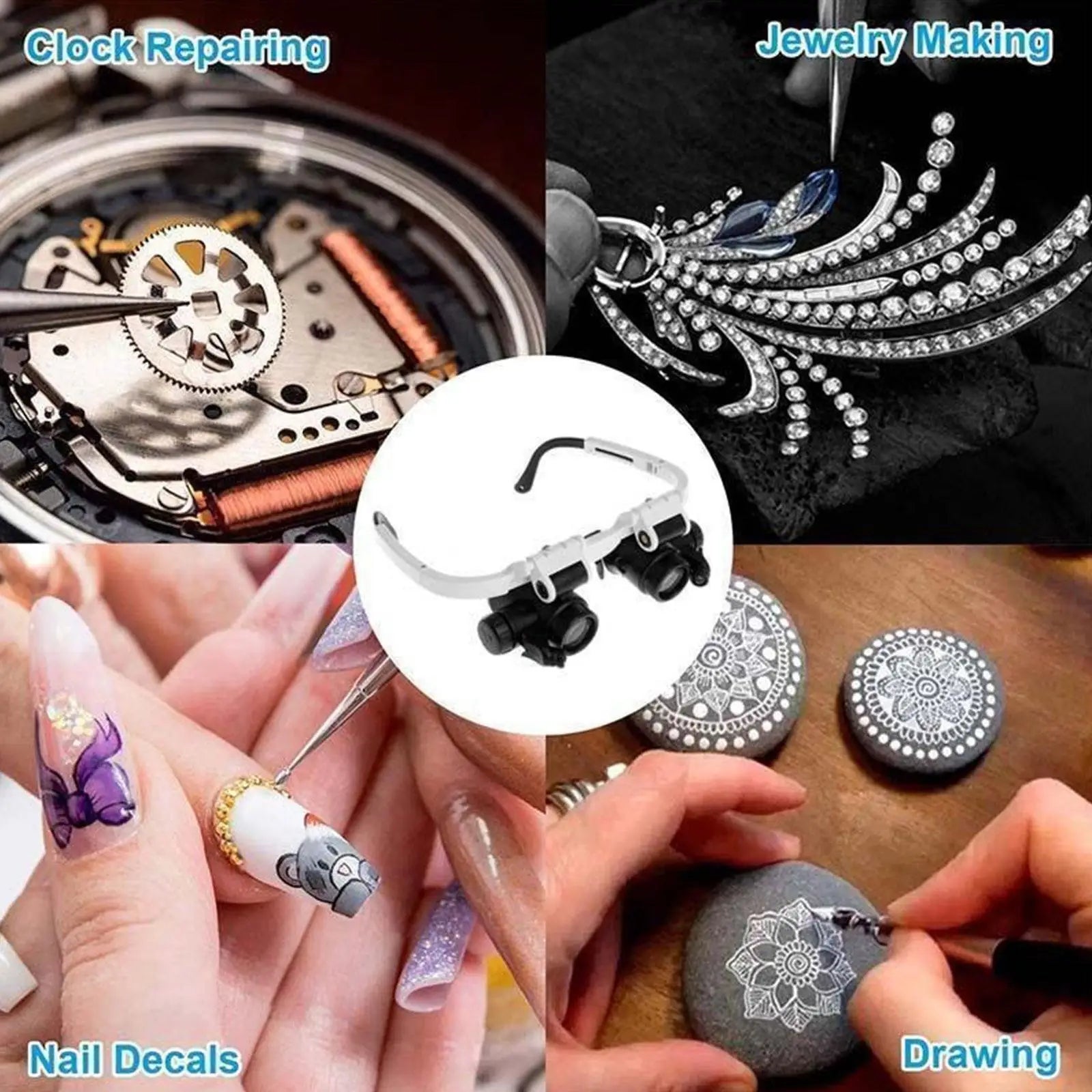 LED Magnifying Headband - 8X 15X 23X Adjustable Head-Mounted Magnifier for Jewelry Repair & Watch Making