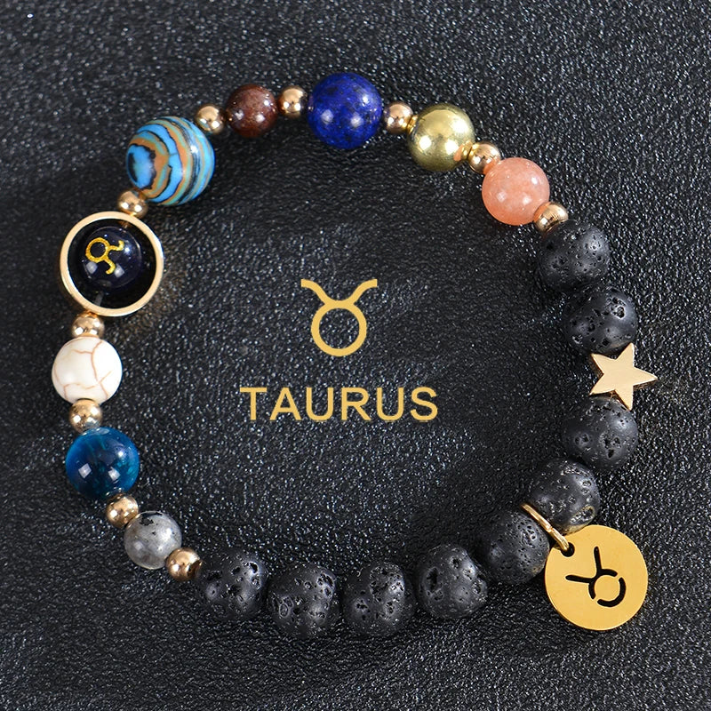 Zodiac Crystal Stone Bracelet for Women - 12 Constellation Charm Birthday Gift