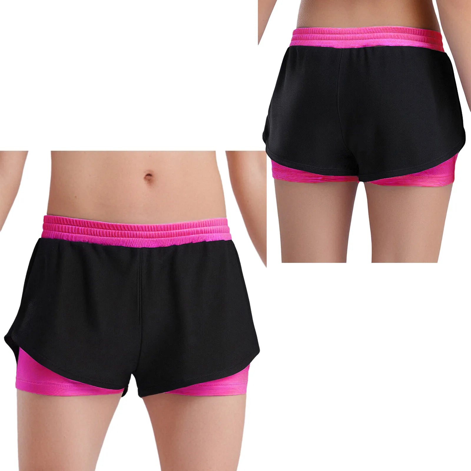 Girls Athletic Shorts - Double-Layer Sports Shorts for Yoga, Running & Workout (Ages 4-14)