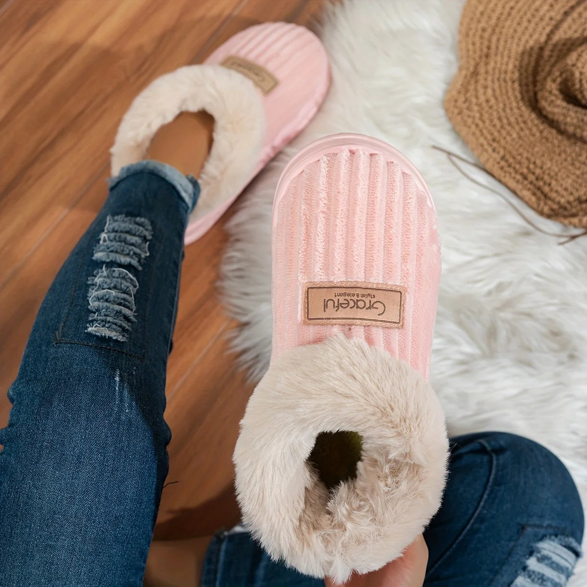Winter Warm Slippers - Thick Sole Non-Slip Indoor Outdoor House Shoes with Comfortable Heel