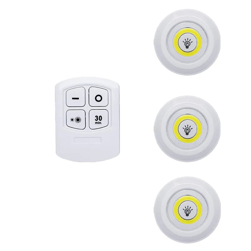 Smart Wireless LED Under Cabinet Lights - Dimmable Remote Control Kitchen & Wardrobe Lighting
