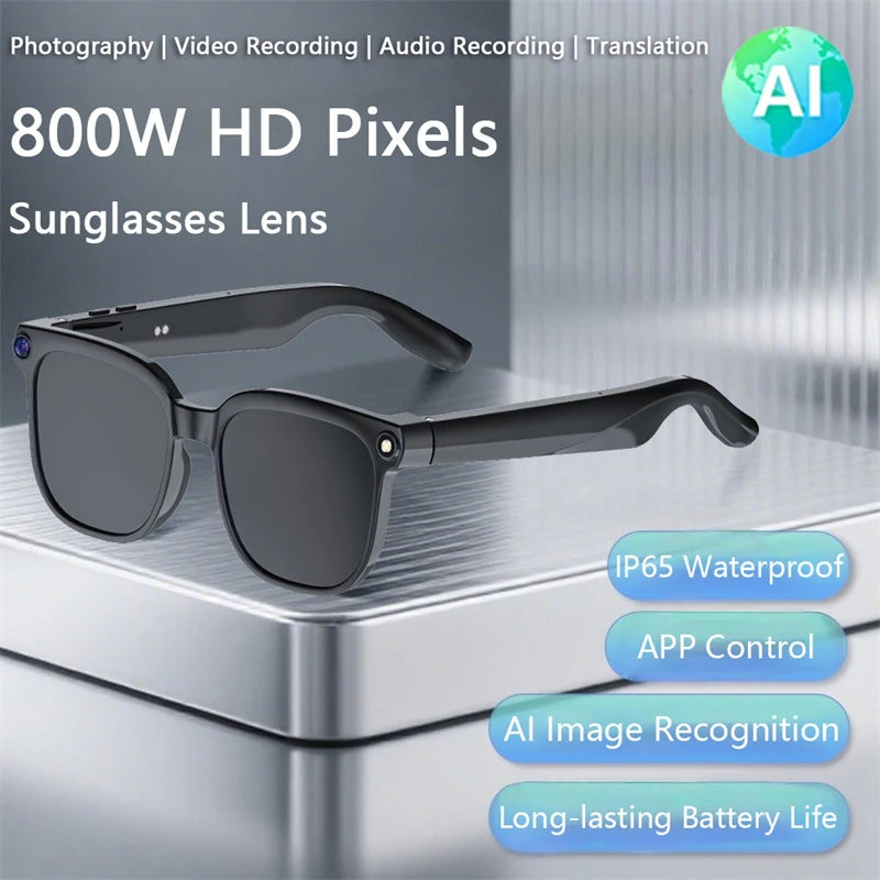 4K Smart Translation Glasses - ChatGPT AI, 800W Waterproof Camera, Bluetooth Calls & Music
