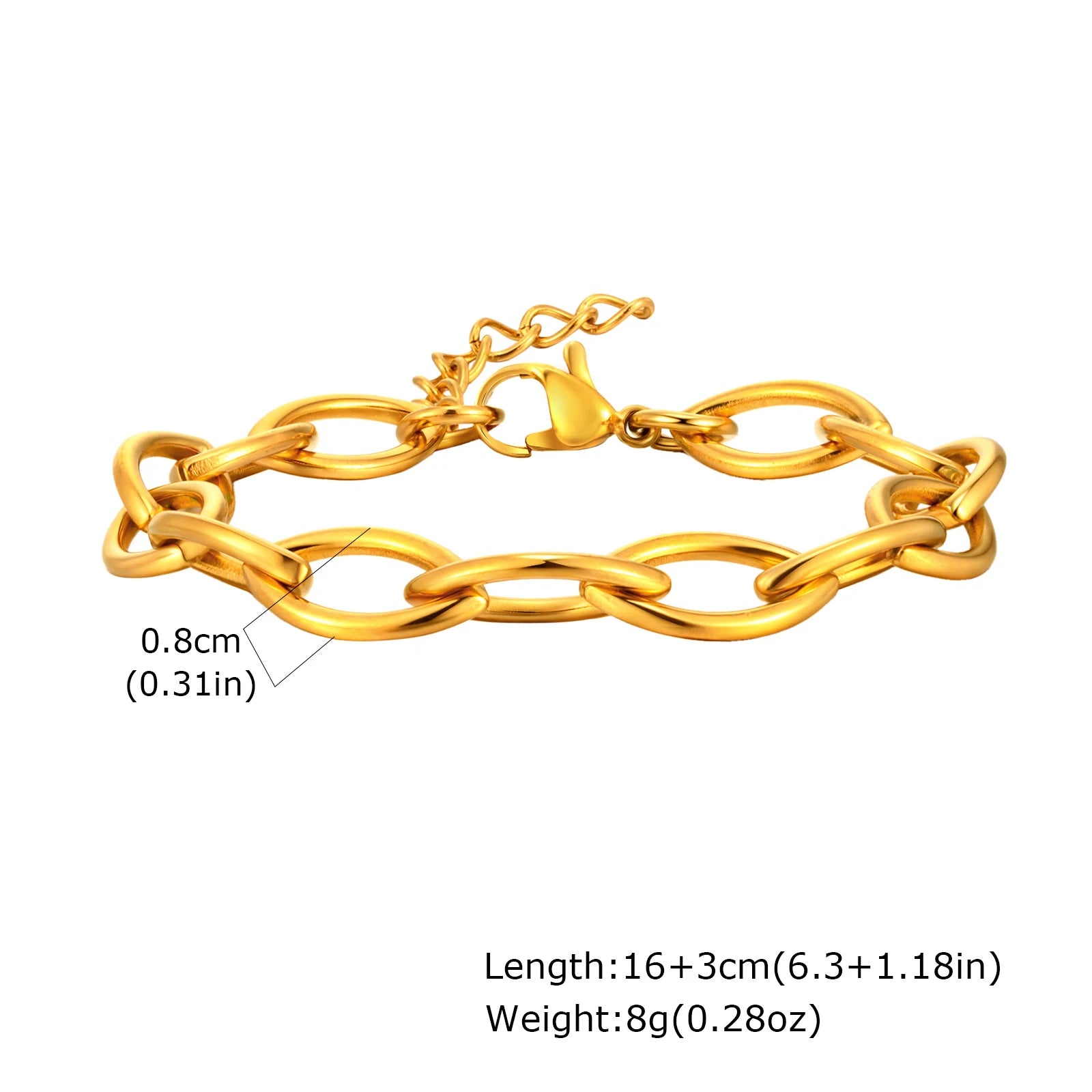Chunky Stainless Steel Link Chain Bracelet – Gold Plated Layering Jewelry