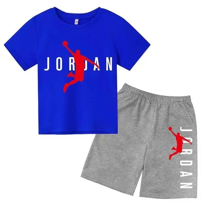 Kids Summer Outfit Set - Boys & Girls Sporty T-Shirt & Shorts (Ages 2-13)