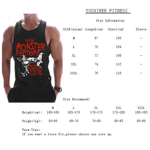 Men's Bodybuilding Tank Top - Cotton Muscle Shirt for Gym, Workout & Fitness