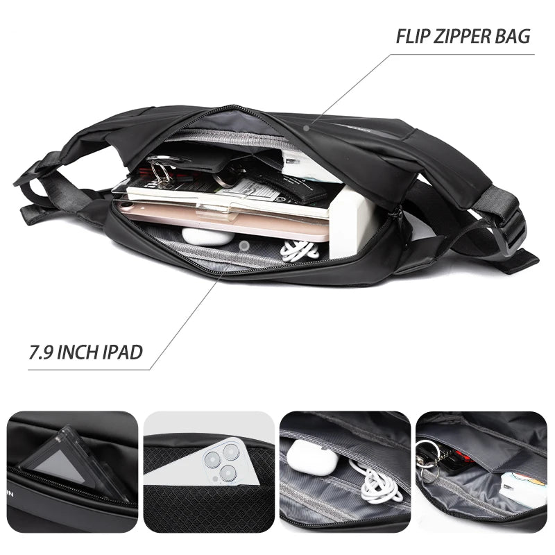 Solid Waterproof Men's Crossbody Bag – Travel & Sports Fanny Pack