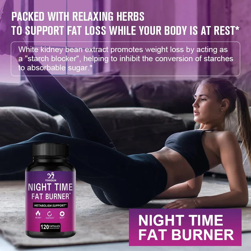 Night Time Fat Burner with Melatonin - Sleep Support & Metabolism Booster
