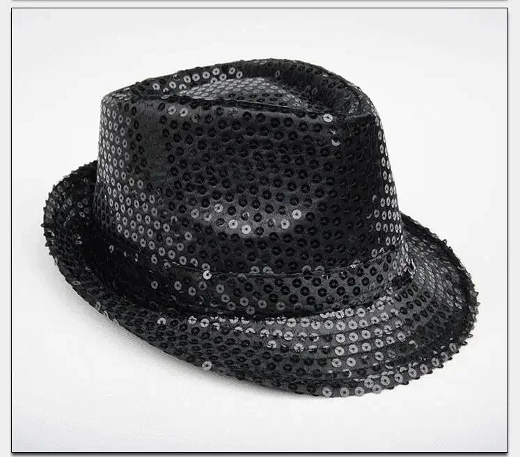 Kids Reflective Top Hat - Glitter Hip-Hop Jazz Dance Performance Hat for Stage & Parties