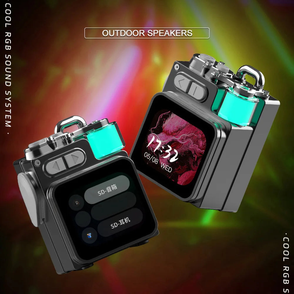 LED Display Bluetooth Speaker – RGB Desktop Subwoofer with Clock, Weather & Custom Wallpapers