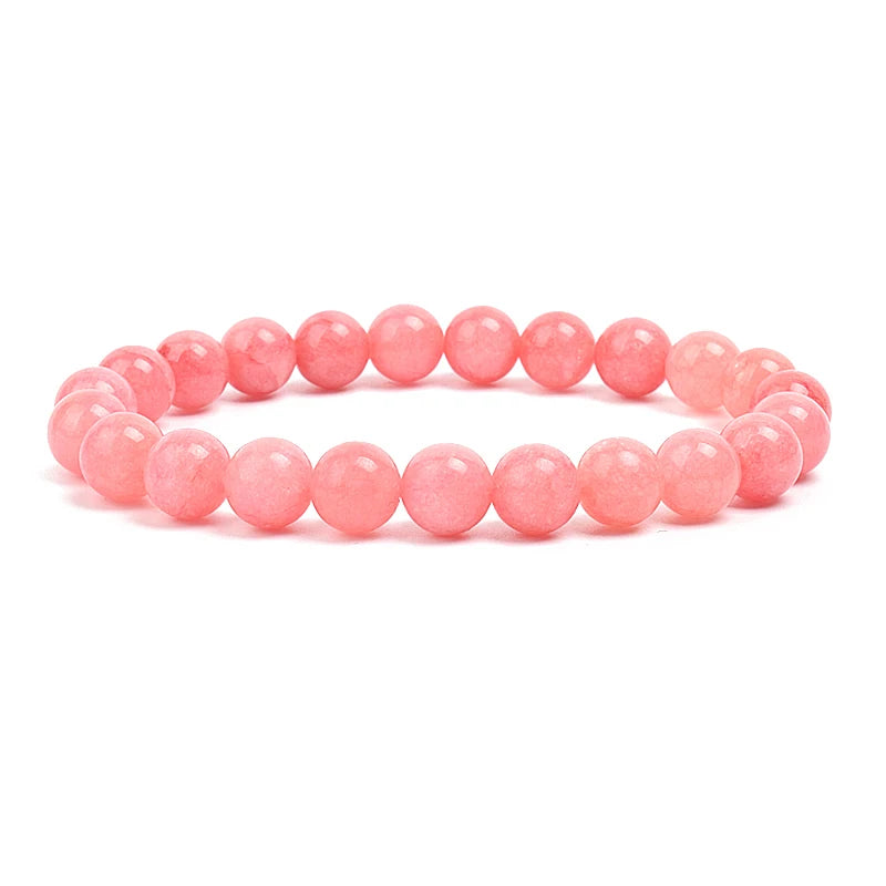 Natural Stone Beads Bracelet – Amethyst, Quartz, Jade & Agate Healing Bangle