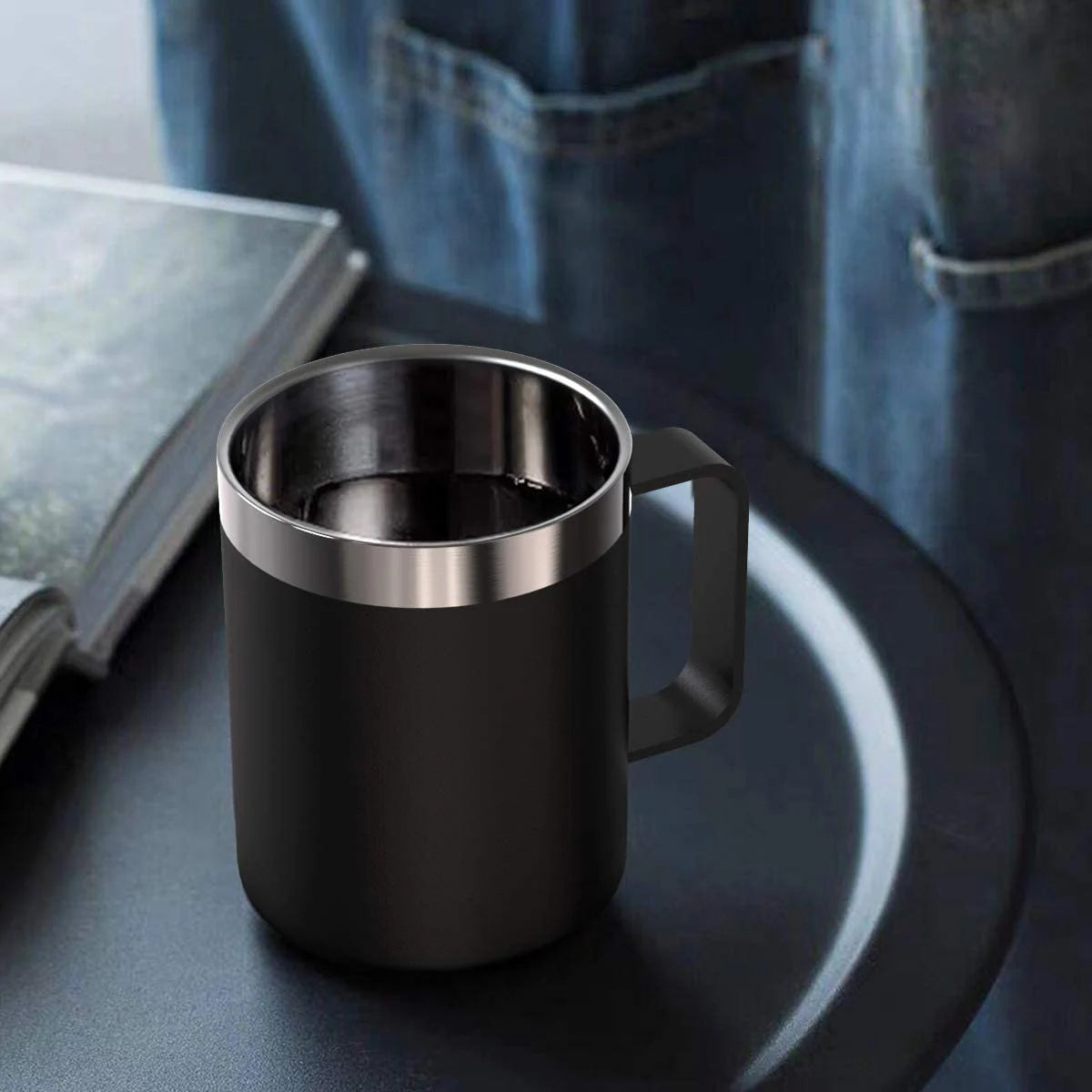 12oz Insulated Stainless Steel Coffee Mug with Handle & Lid | 360ml Travel Tumbler