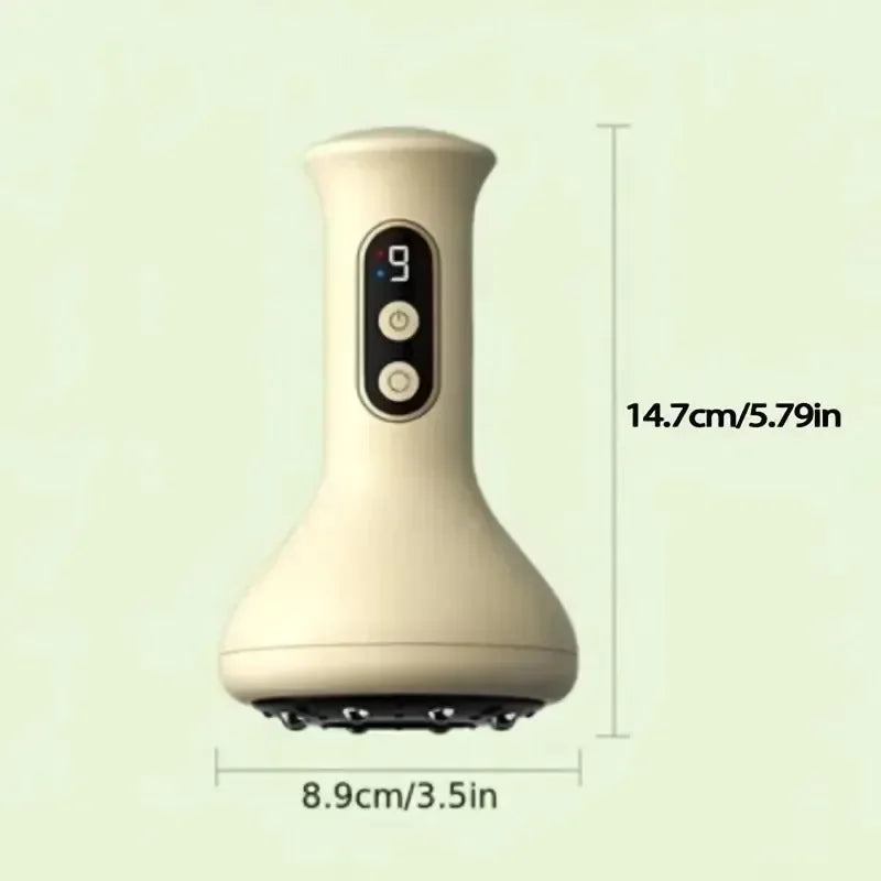 USB Rechargeable Handheld Abdominal Massager with Guasha & Hot Compress