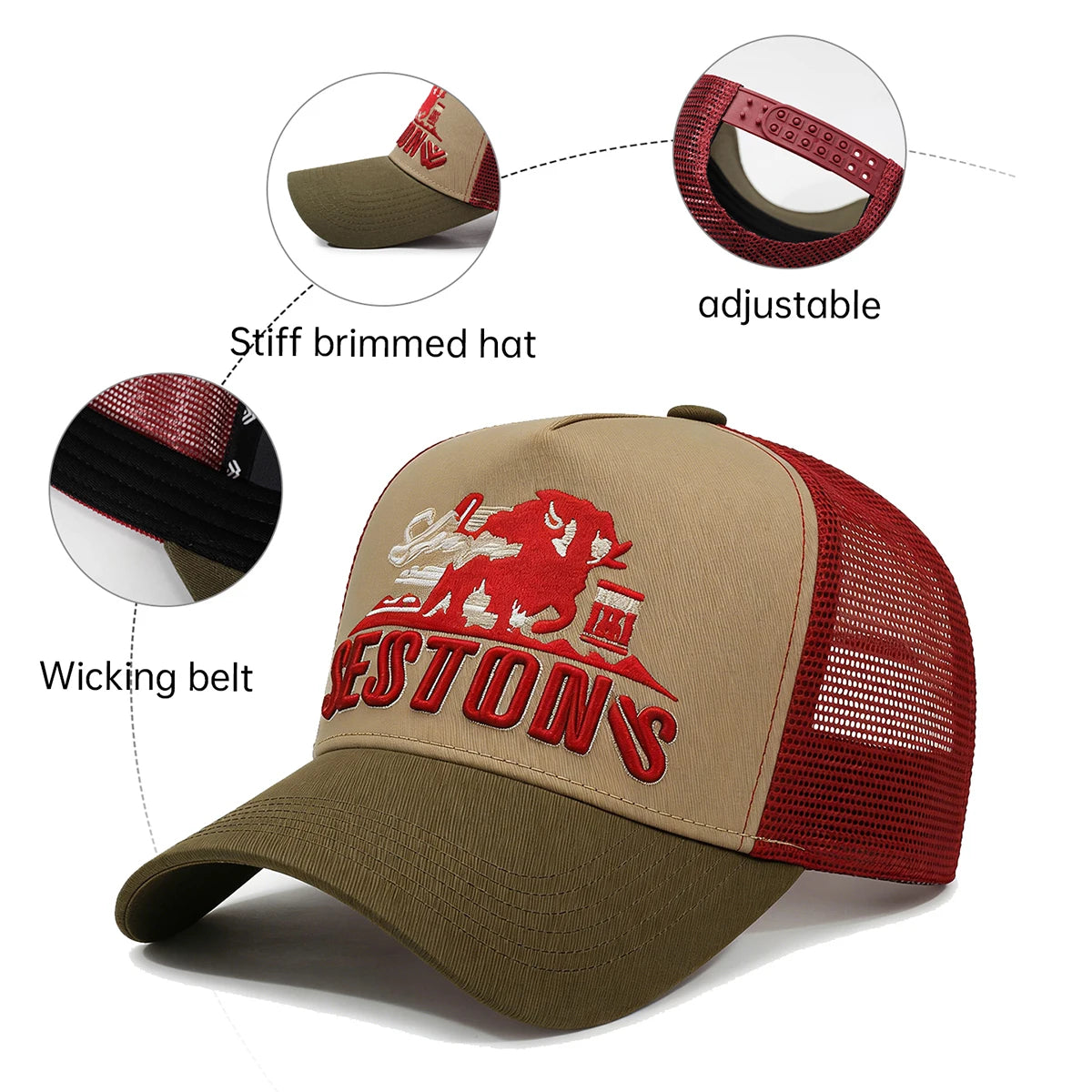 Korean Style Baseball Cap - Letter Embroidered Hard Brim Sun Hat for Men