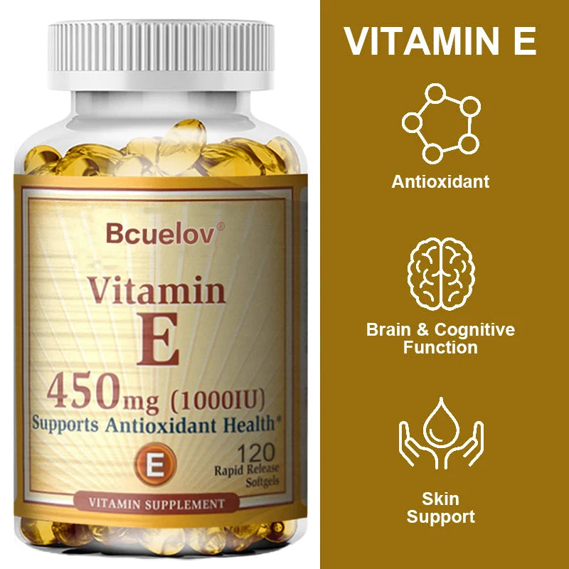 Bcuelov Vitamin E 1000 IU (450mg) – Skin, Hair & Antioxidant Support