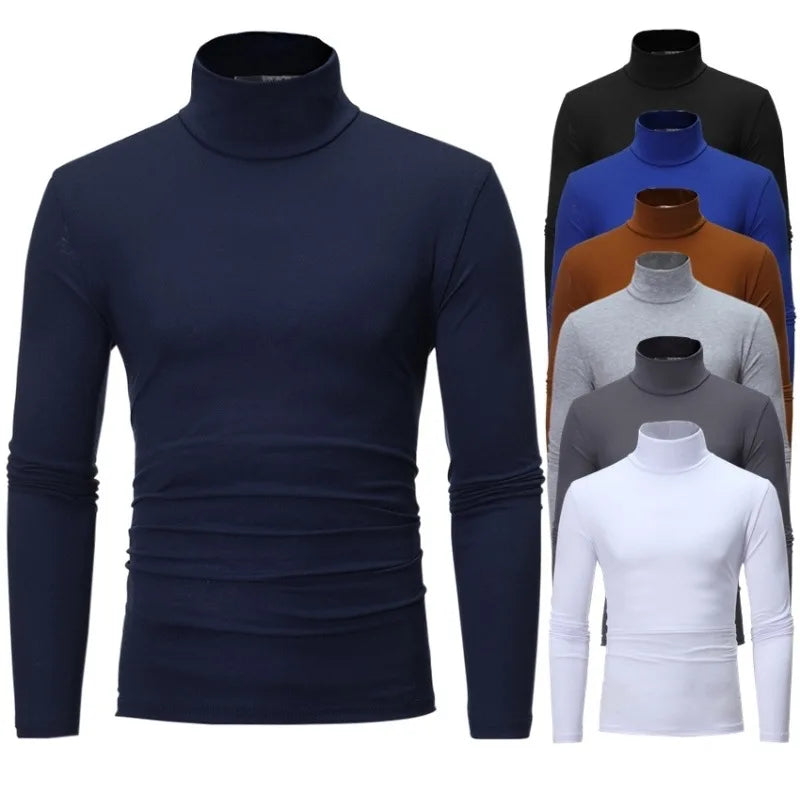Men's Thermal Underwear Top - High Neck Slim Fit Long Sleeve Base Layer for Winter