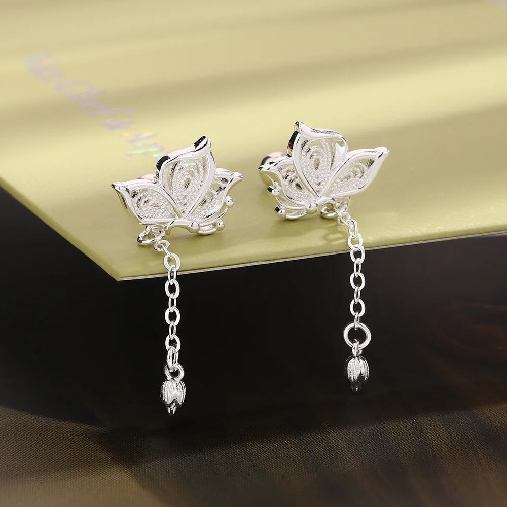 Sterling Silver Butterfly Stud Earrings – Luxury Hypoallergenic Jewelry