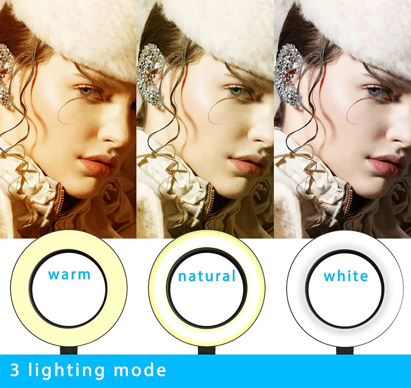 Tripé para celular com luz circular integrada – Suporte de mesa