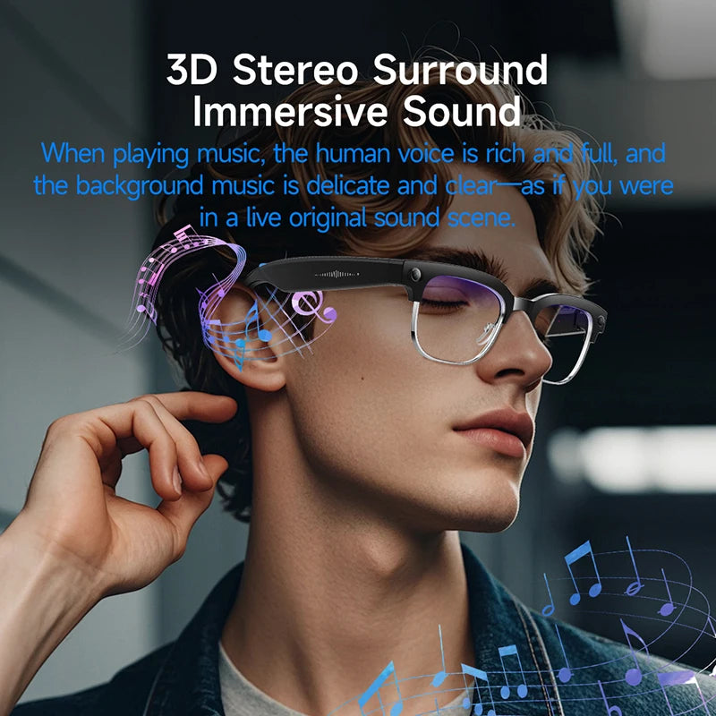 Smart AI Translation Glasses - 4K Camera, Bluetooth Music, Object Recognition & Voice Recording