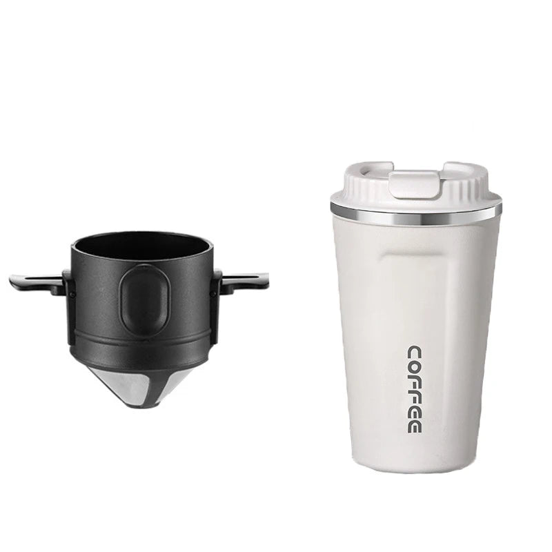 Portable Stainless Steel Coffee Dripper Set - Reusable Pour Over Filter with Mug for Travel & Camping