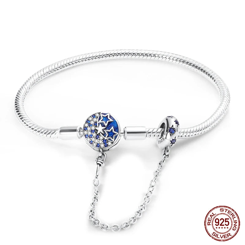 Silver Star Moon Clover Bracelet – DIY Charm Birthday Jewelry