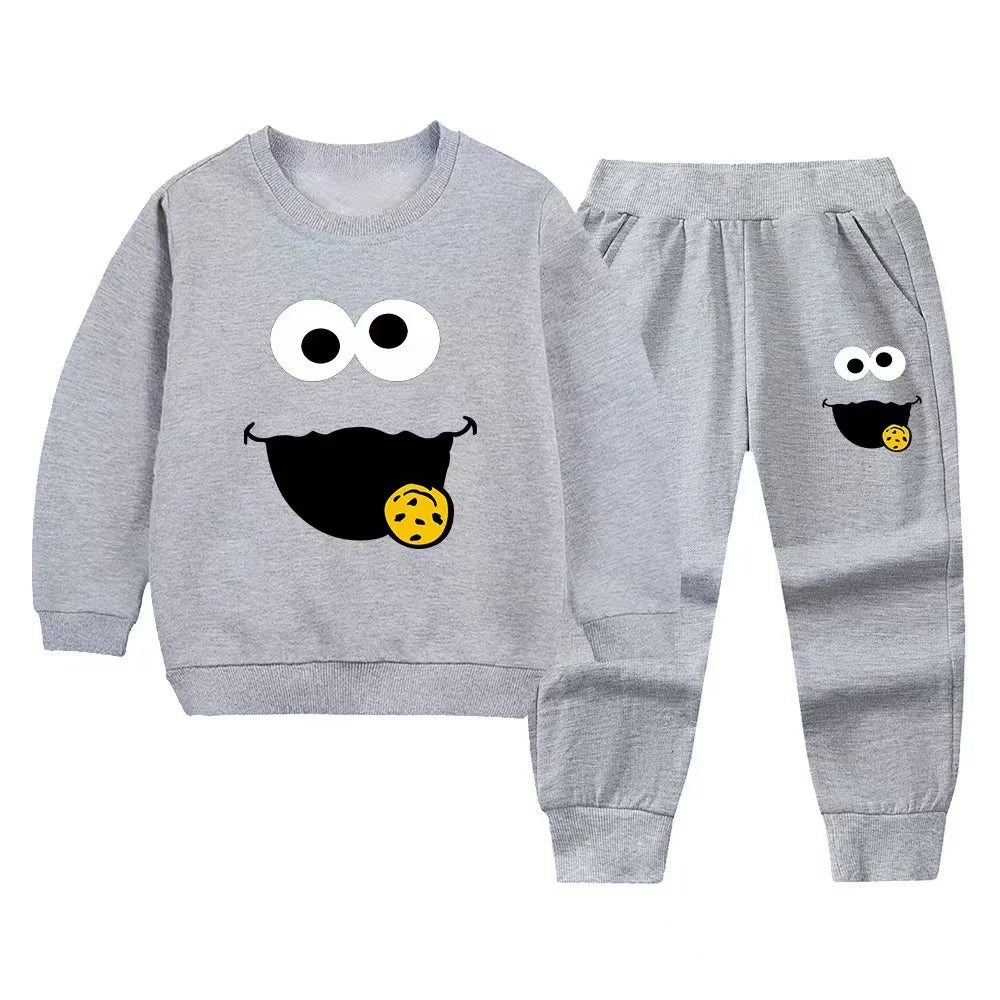 Kids Cartoon Tracksuit Set - 2-Piece Top & Pants for Boys & Girls (Ages 7-13)
