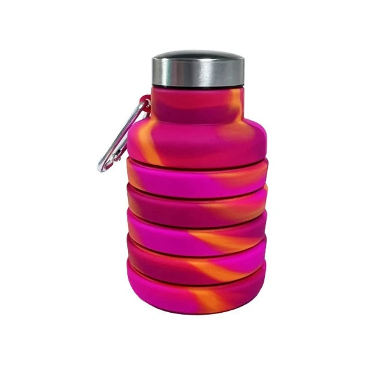 Collapsible Silicone Water Bottle - BPA Free Foldable 600ml Hiking Cup for Outdoor Adventures
