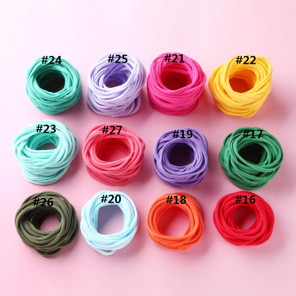 20PCS Baby Girl Soft Nylon Headbands Stretchy Traceless Hair Accessories