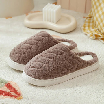 Winter Warm Plush Slippers - Non-Slip Couple's Indoor House Shoes with Thick Sole & Closed Toe
