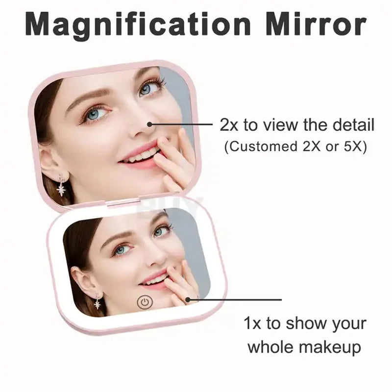 Portable LED Makeup Mirror – Foldable, Dual-Sided Travel Mirror
