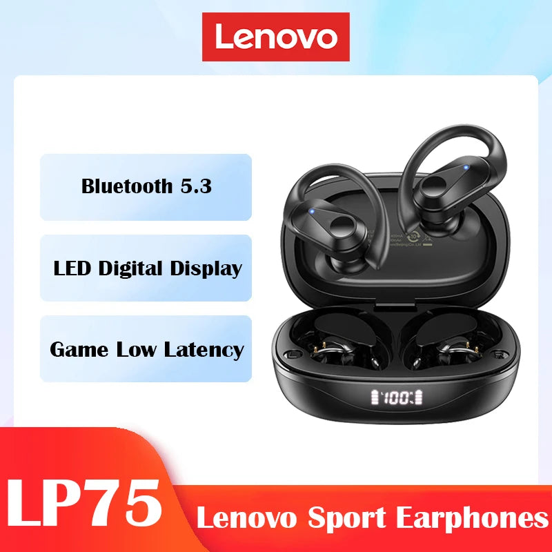 Lenovo LP75 Bluetooth 5.3 TWS Ear Hook Earbuds