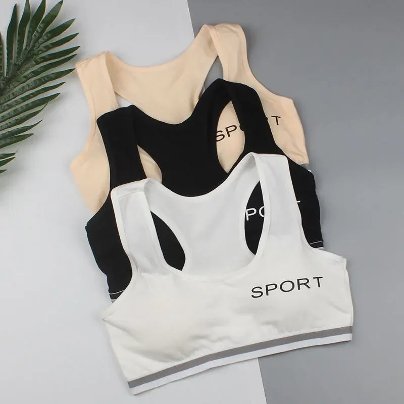 Girls Bra Cotton Children Girls Vest Students Comfortable Breathable Sports Bra No Steel Ring Underwear 7-16Y Kids Bra