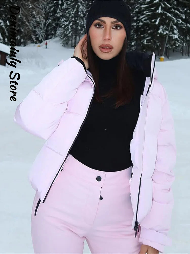 Pink Windproof Skiwear 2-Piece Set – Winter Tracksuit