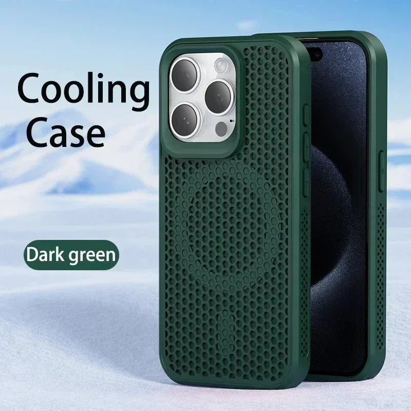 Cooling iPhone Case – Heat Dissipation Breathable Hard Cover with MagSafe for iPhone 17, 16, 15, 14, 13, 12, 11