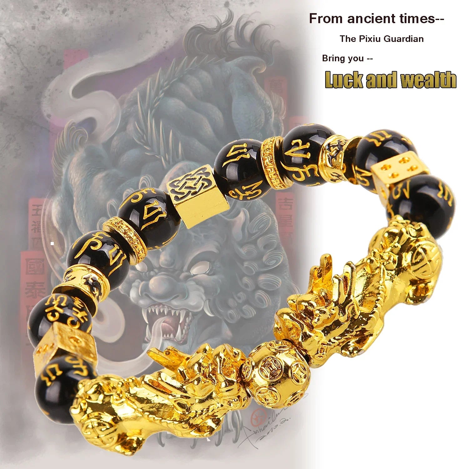 Pixiu Guardian Bracelet - Feng Shui Wealth & Luck Beaded Wristband for Men & Women