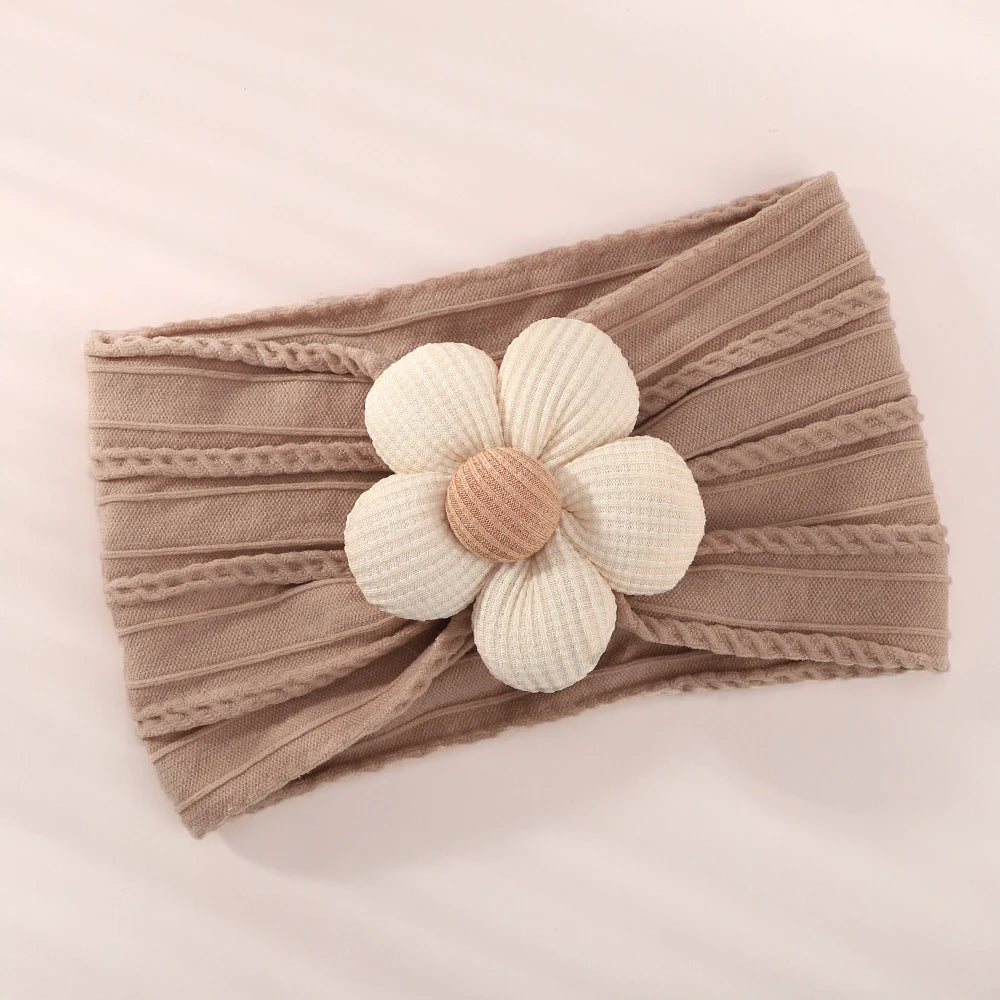 Baby Nylon Headscarf – Handmade Flower Elastic Headband for Newborns Ages 0–1