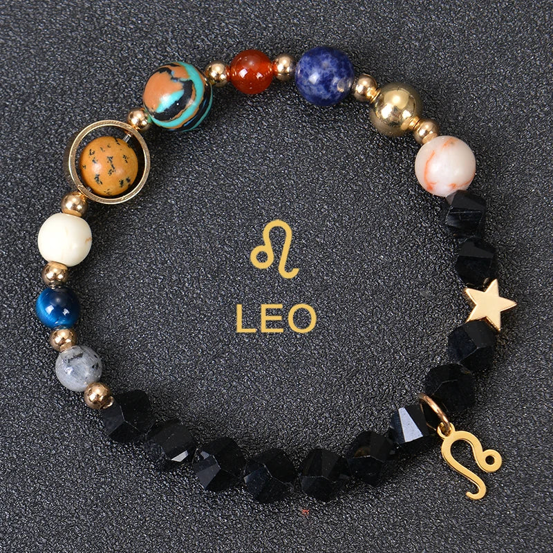 Zodiac Crystal Stone Bracelet for Women - 12 Constellation Charm Birthday Gift