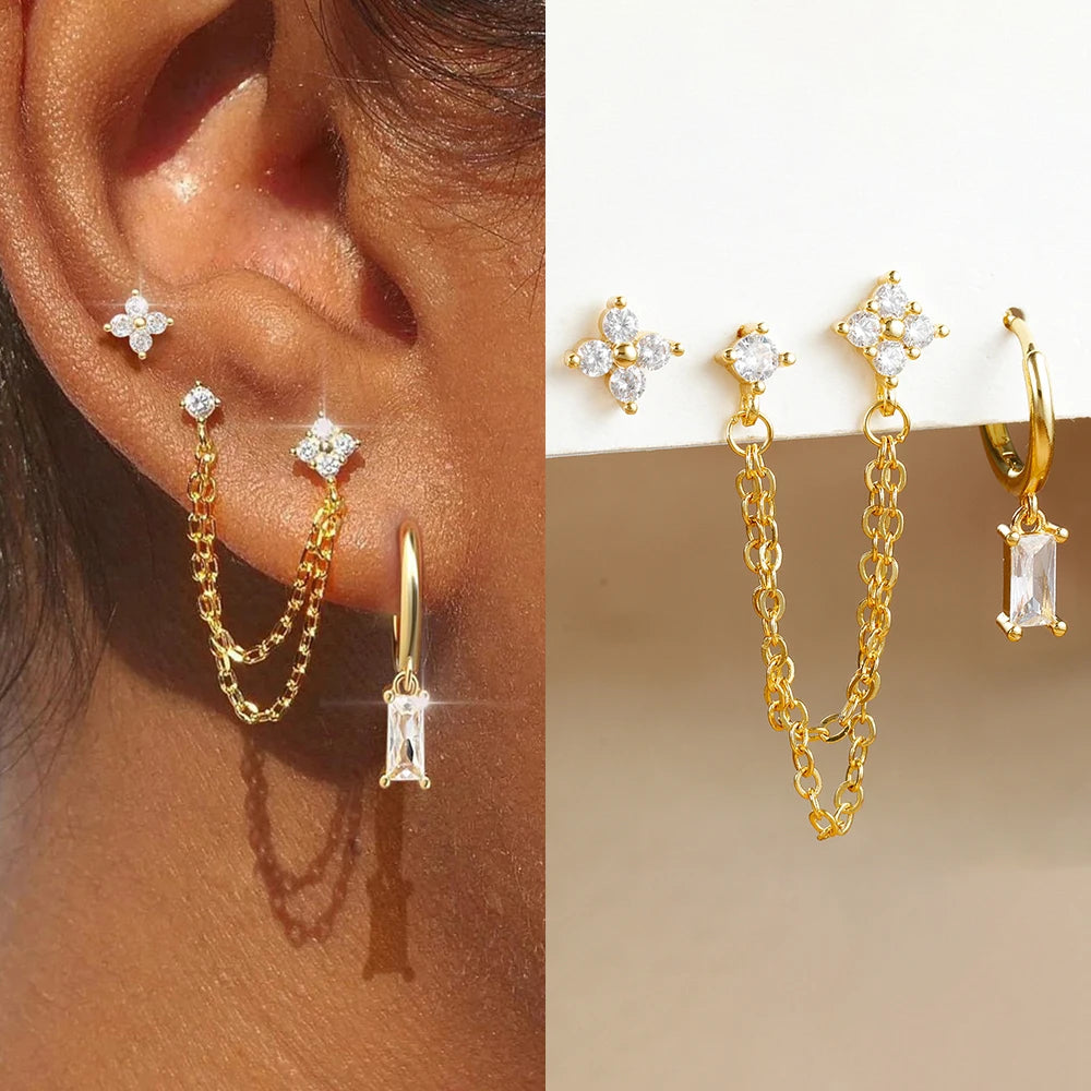 Stainless Steel Constellation Earrings Set – Cartilage Piercing Jewelry