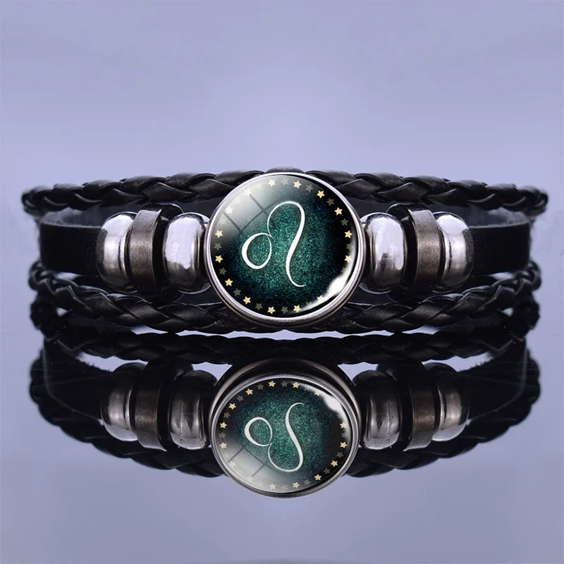 Zodiac Constellation Charm Bracelet - Multilayer Leather Bracelet for Men & Women