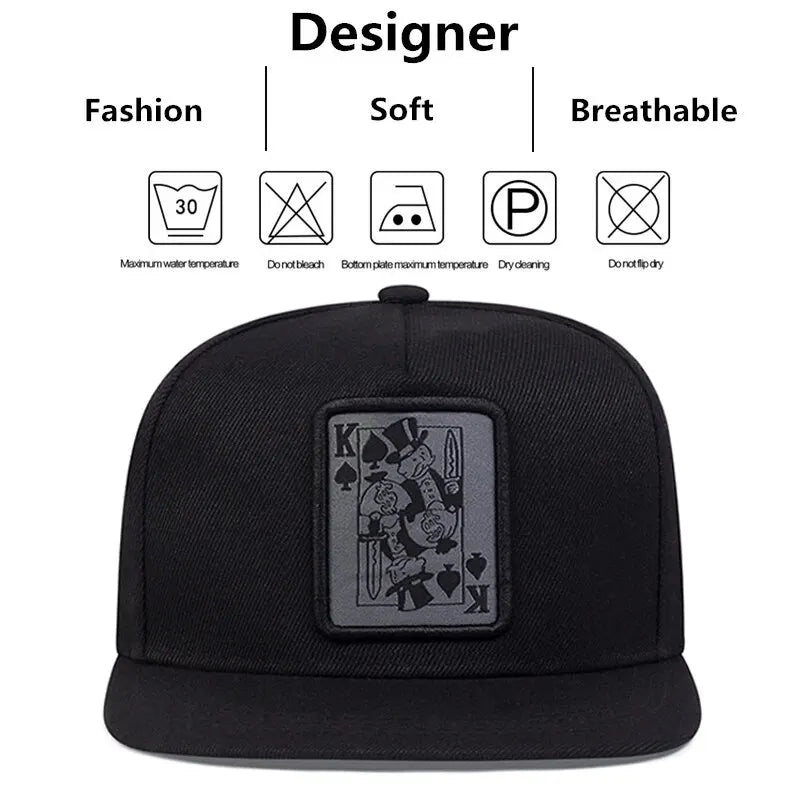 Playing Card Baseball Cap - Adjustable Snapback Trucker Hat for Fishing & Casual Wear