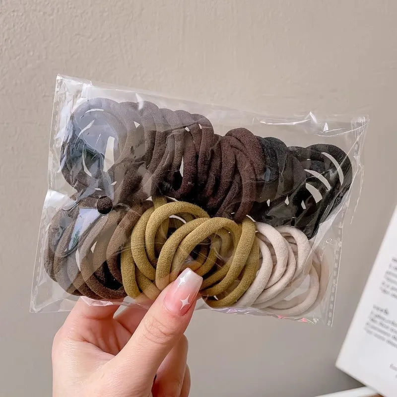 Colorful Elastic Hair Rope – Ponytail Scrunchie Set for Girls | Outdoor & Casual Wear