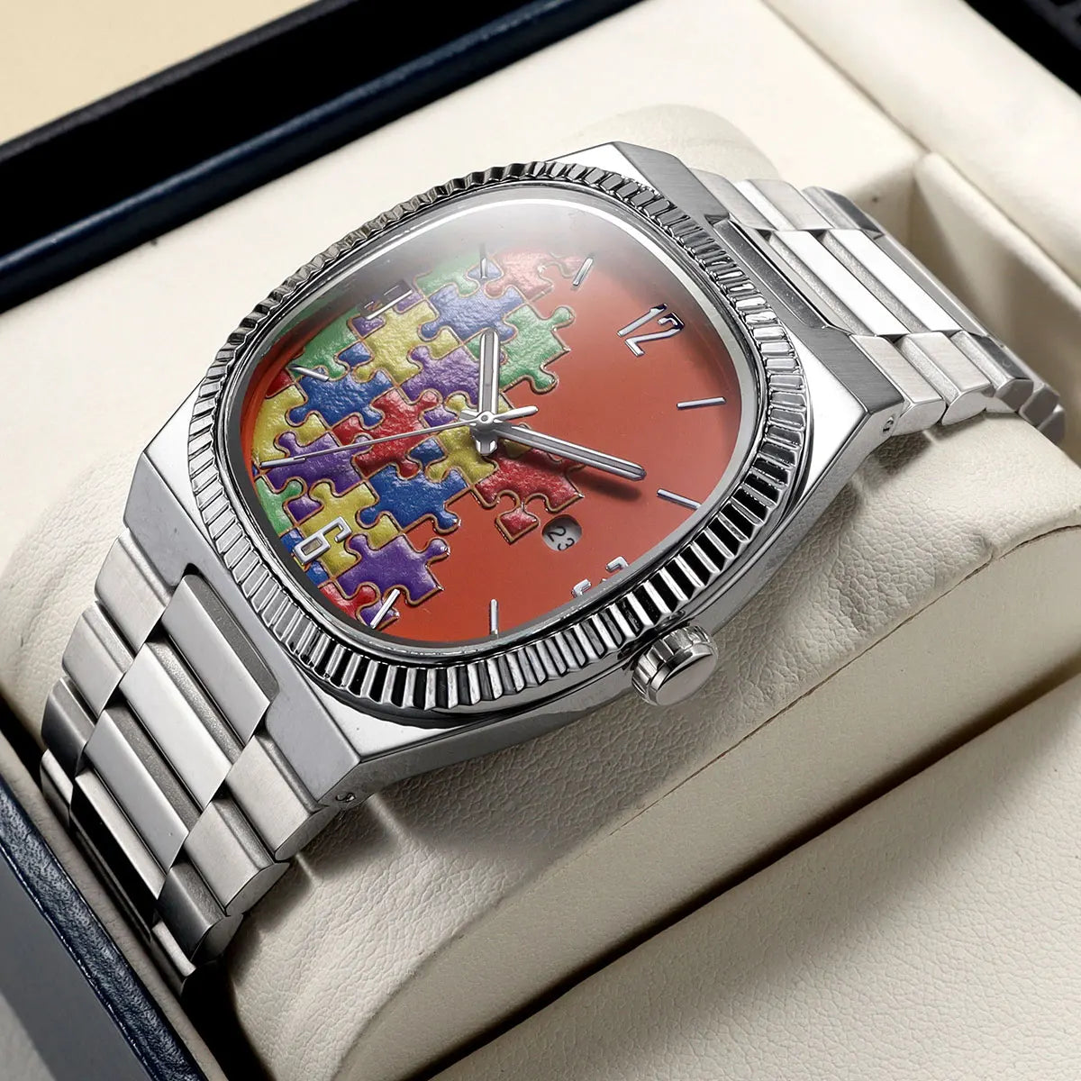 Vintage Cartoon Men's Quartz Watch – Water Resistant Steel Strap with Calendar
