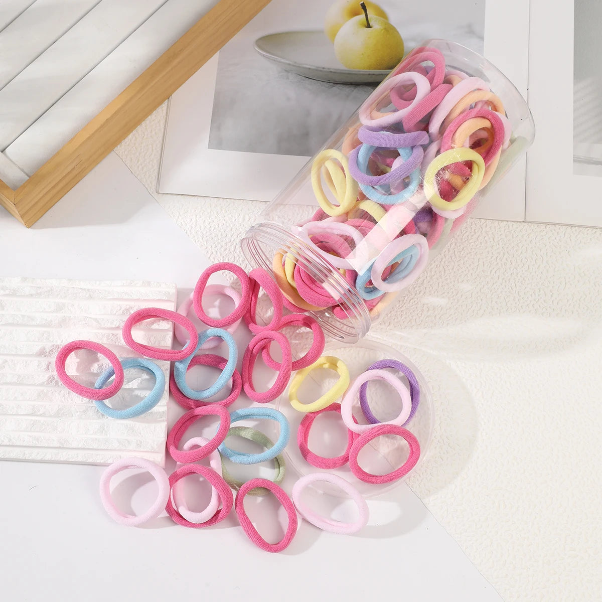 Colorful Elastic Hair Rope – Ponytail Scrunchie Set for Girls | Outdoor & Casual Wear