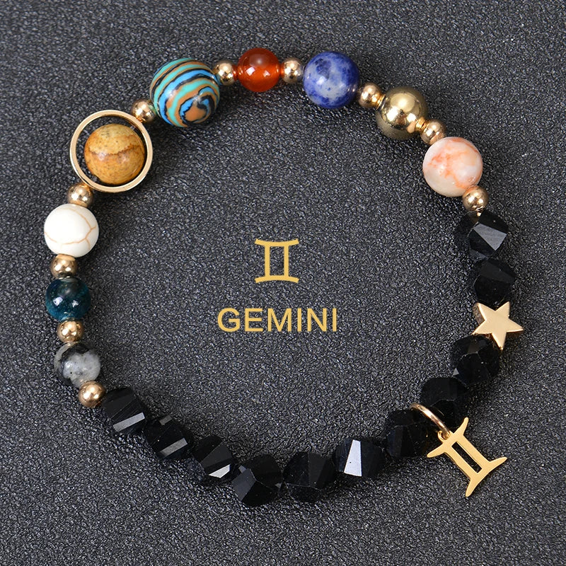 Zodiac Crystal Stone Bracelet for Women - 12 Constellation Charm Birthday Gift