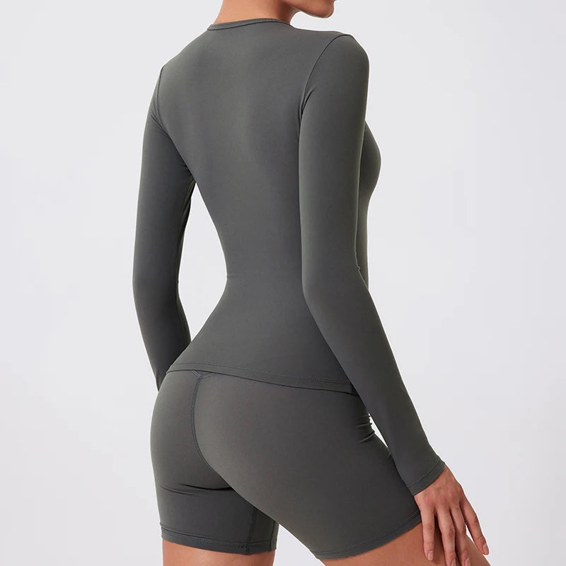 Women's Long Sleeve Athletic Shirt - Quick-Dry Workout Top for Yoga, Gym & Running